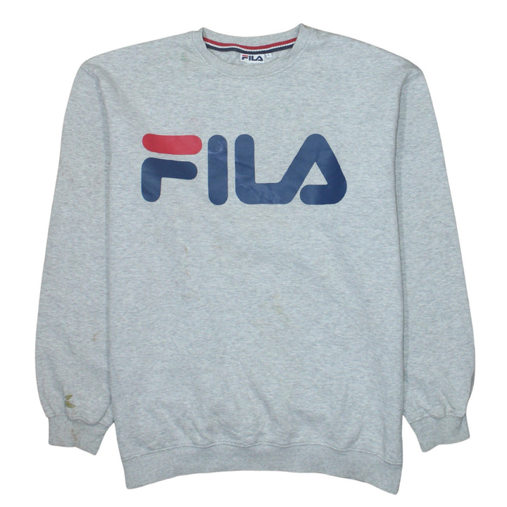 Fila Mens Grey Cotton Blend Logo Sweatshirt Size L