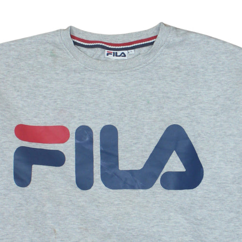 Fila Mens Grey Cotton Blend Logo Sweatshirt Size L