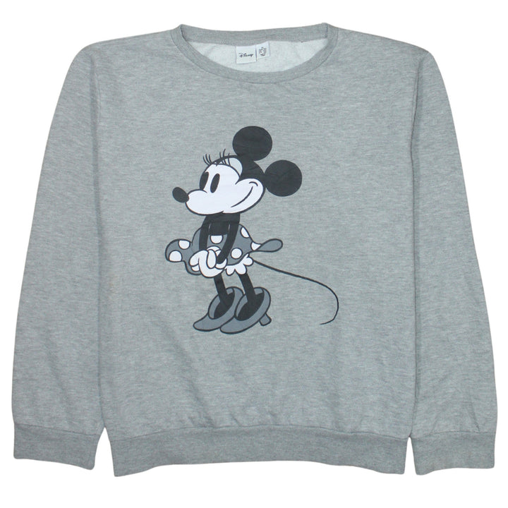 Disney Women Grey Minnie Mouse Pullover Sweatshirt XL