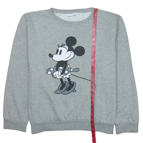 Disney Women Grey Minnie Mouse Pullover Sweatshirt XL