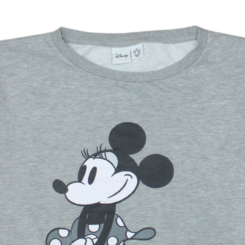 Disney Women Grey Minnie Mouse Pullover Sweatshirt XL