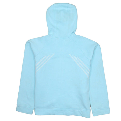 Adidas Womens Blue Full Zip Hoodie Size 12 Cotton Blend Sportswear