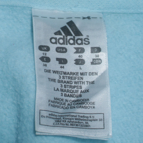 Adidas Womens Blue Full Zip Hoodie Size 12 Cotton Blend Sportswear
