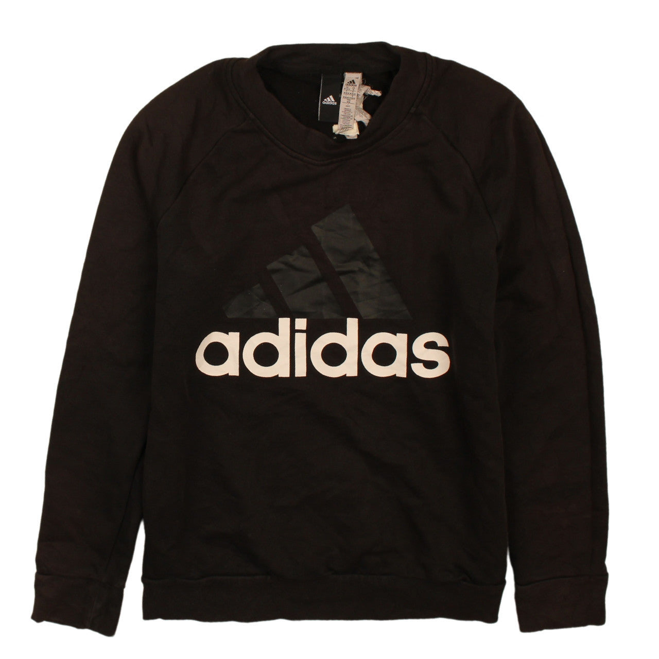 Adidas Womens Black M 12-14 Pullover Sweatshirt Logo Print Casual