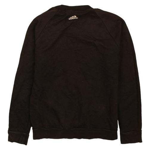 Adidas Womens Black M 12-14 Pullover Sweatshirt Logo Print Casual