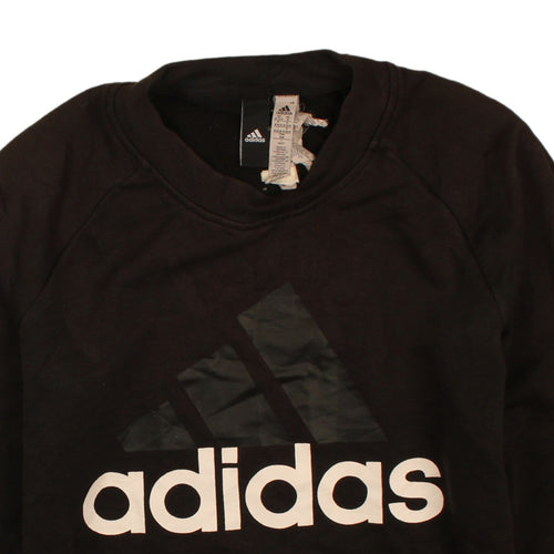 Adidas Womens Black M 12-14 Pullover Sweatshirt Logo Print Casual