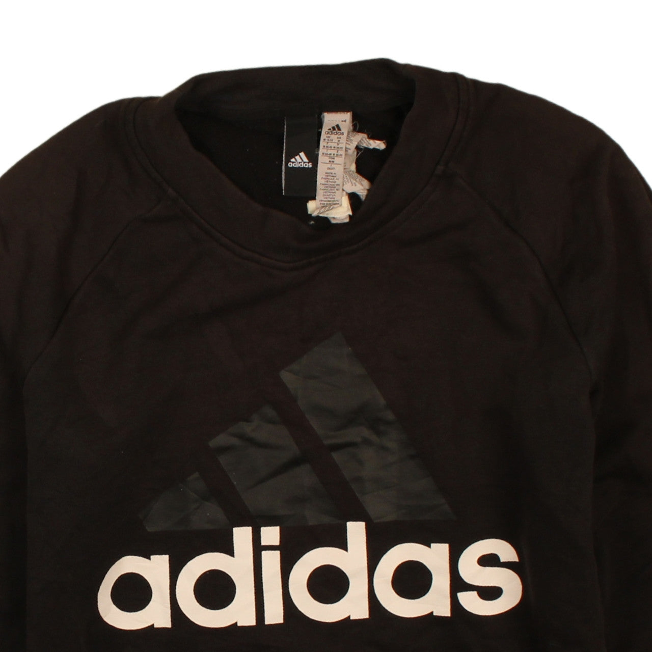 Adidas Womens Black M 12-14 Pullover Sweatshirt Logo Print Casual