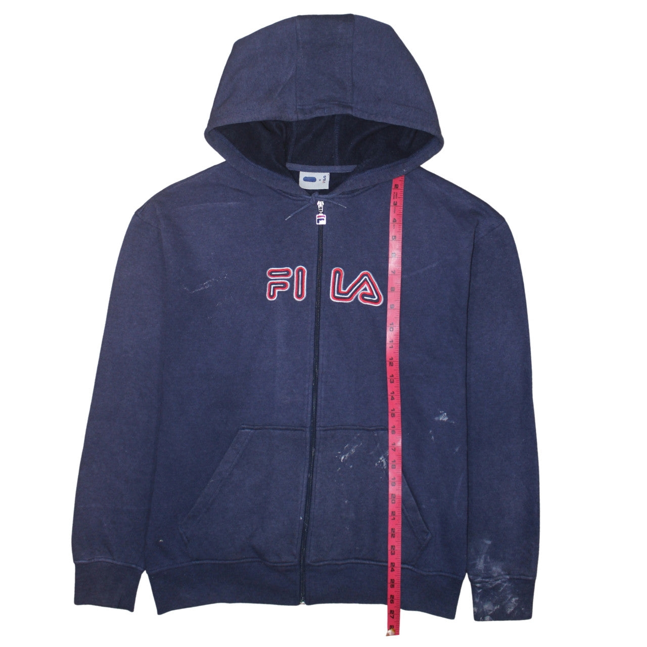 Fila Men's Navy Blue Full Zip Hoodie Size M Logo Cotton Blend