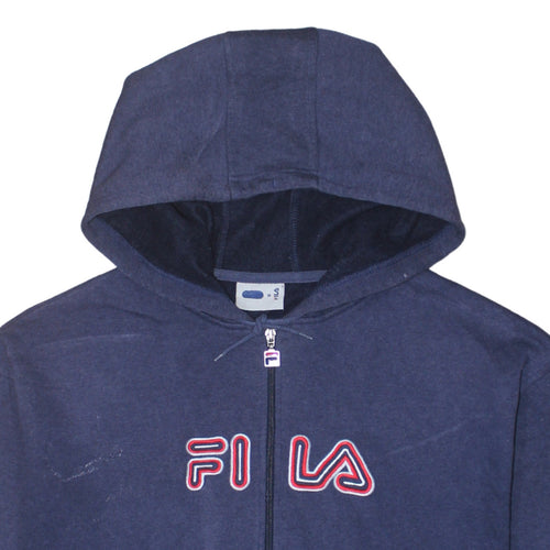 Fila Men's Navy Blue Full Zip Hoodie Size M Logo Cotton Blend