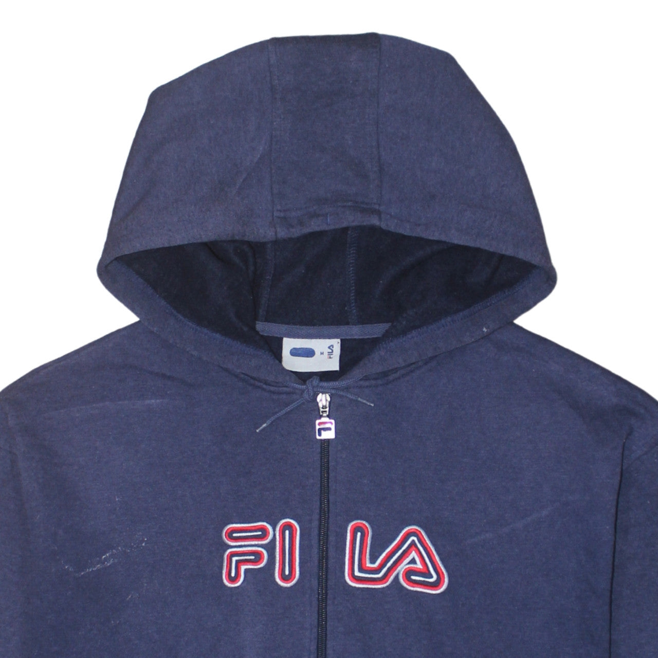 Fila Men's Navy Blue Full Zip Hoodie Size M Logo Cotton Blend