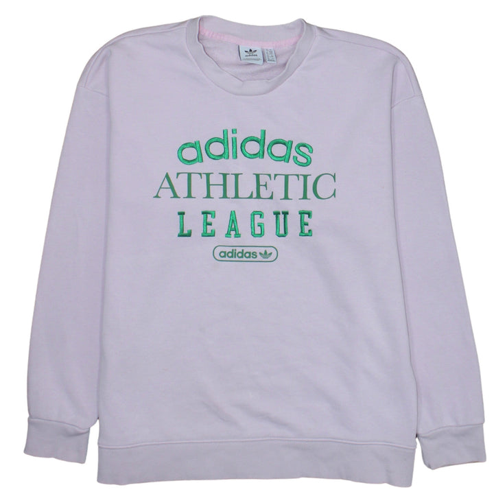 Adidas Women White Athletic League Sweatshirt UK 10 Crew Neck