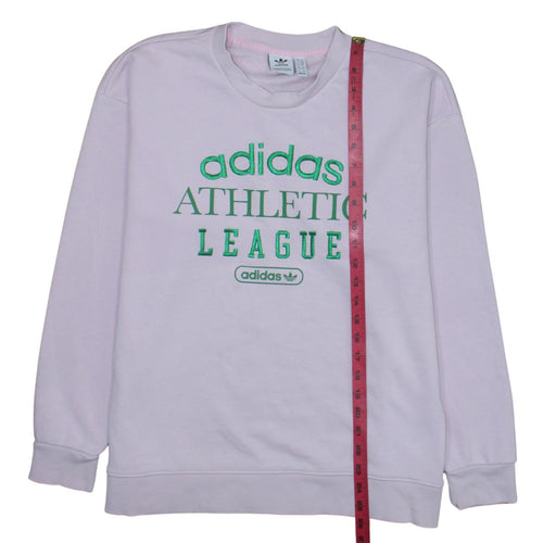 Adidas Women White Athletic League Sweatshirt UK 10 Crew Neck