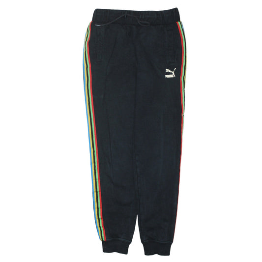 Puma Boys Black Jogger Trousers 11-12 Years Elastic Waist Side Stripe