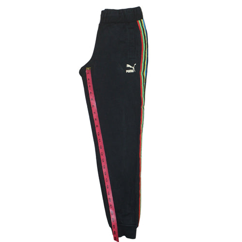 Puma Boys Black Jogger Trousers 11-12 Years Elastic Waist Side Stripe