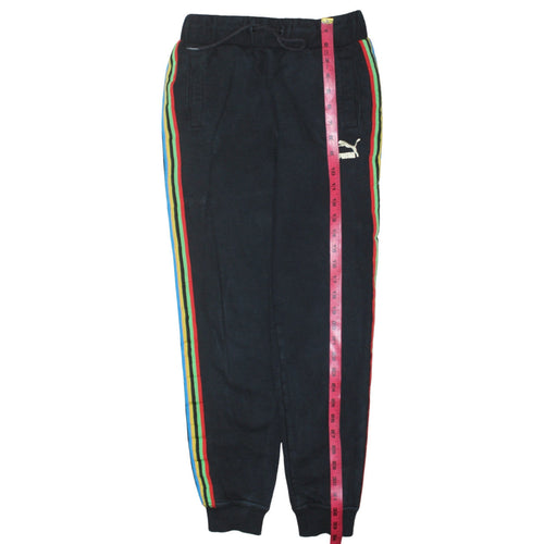 Puma Boys Black Jogger Trousers 11-12 Years Elastic Waist Side Stripe