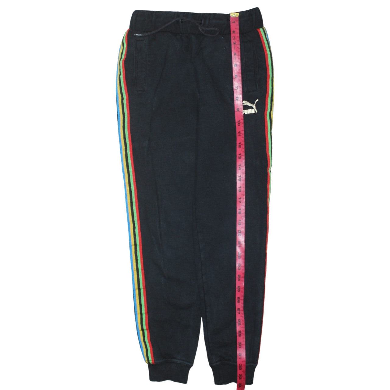 Puma Boys Black Jogger Trousers 11-12 Years Elastic Waist Side Stripe