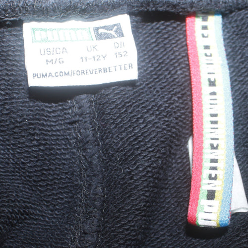 Puma Boys Black Jogger Trousers 11-12 Years Elastic Waist Side Stripe
