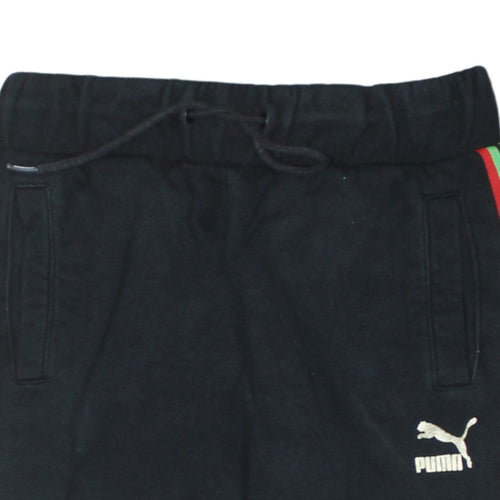 Puma Boys Black Jogger Trousers 11-12 Years Elastic Waist Side Stripe