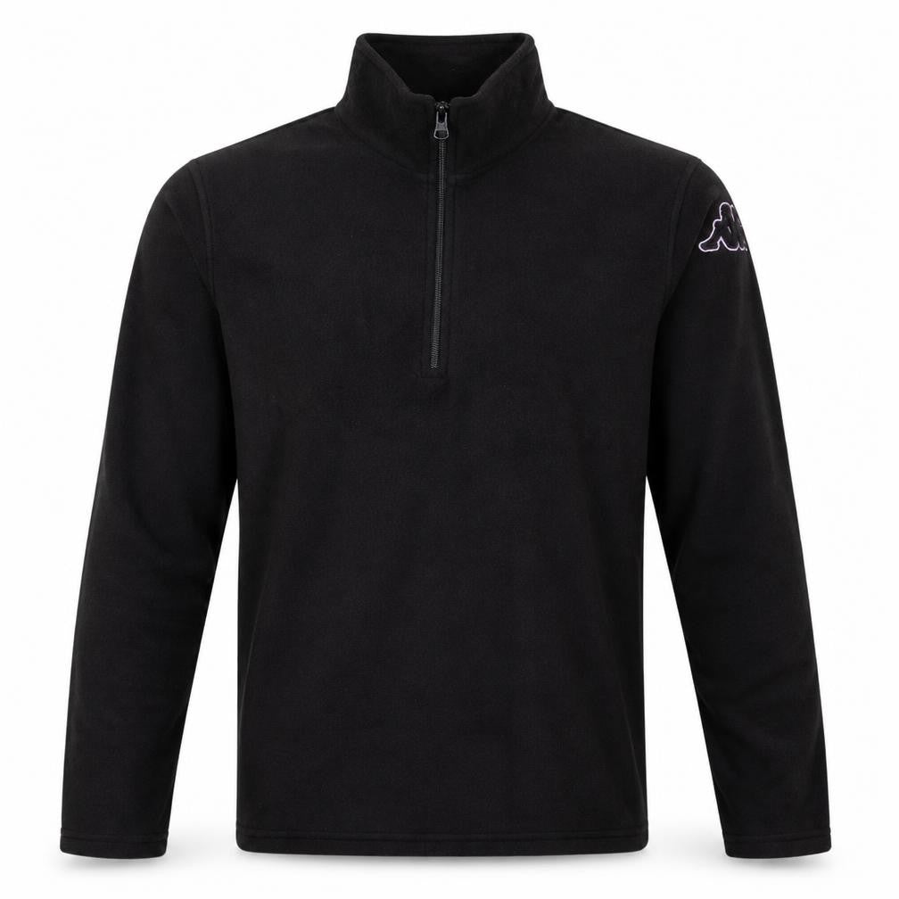Front view of Kappa Men’s Black Fleece 1/4 Zip Pullover Sweatshirt Medium