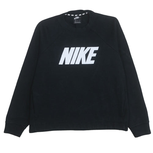 Nike Women Black Logo Crew Neck Pullover Sweatshirt Size L