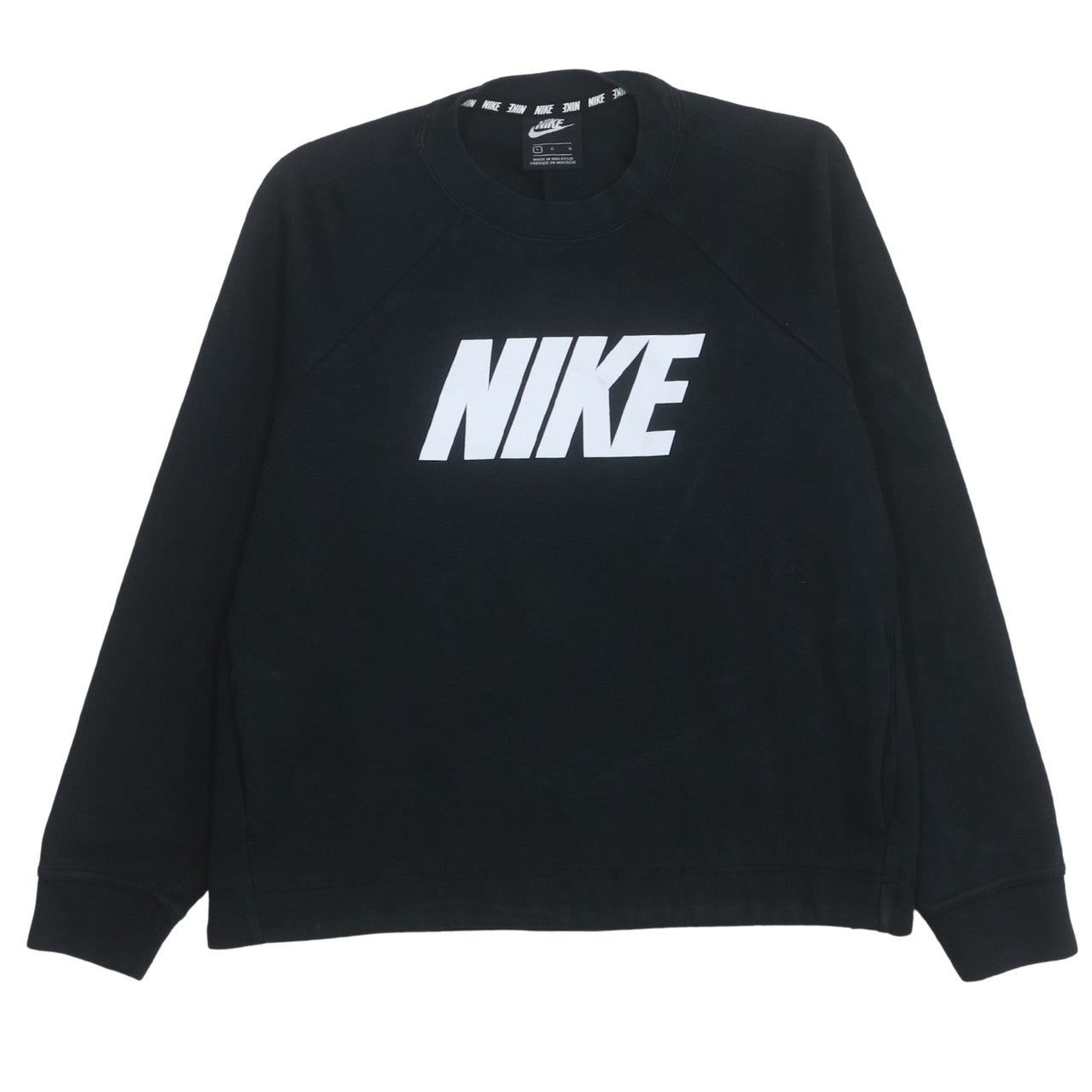 Nike Women Black Logo Crew Neck Pullover Sweatshirt Size L