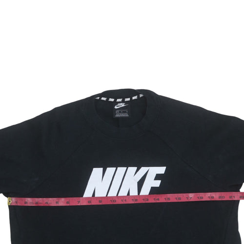 Nike Women Black Logo Crew Neck Pullover Sweatshirt Size L
