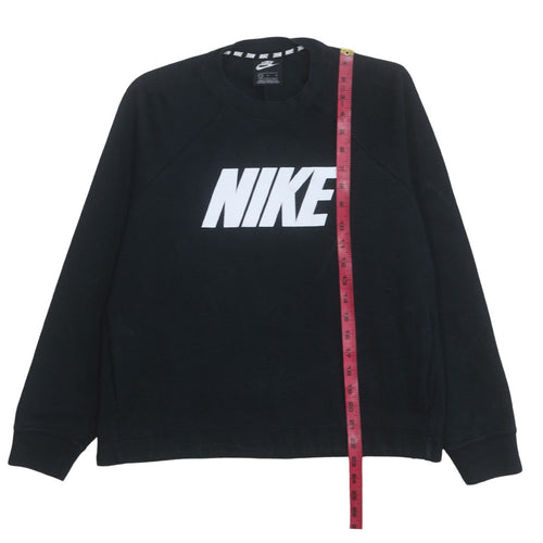 Nike Women Black Logo Crew Neck Pullover Sweatshirt Size L
