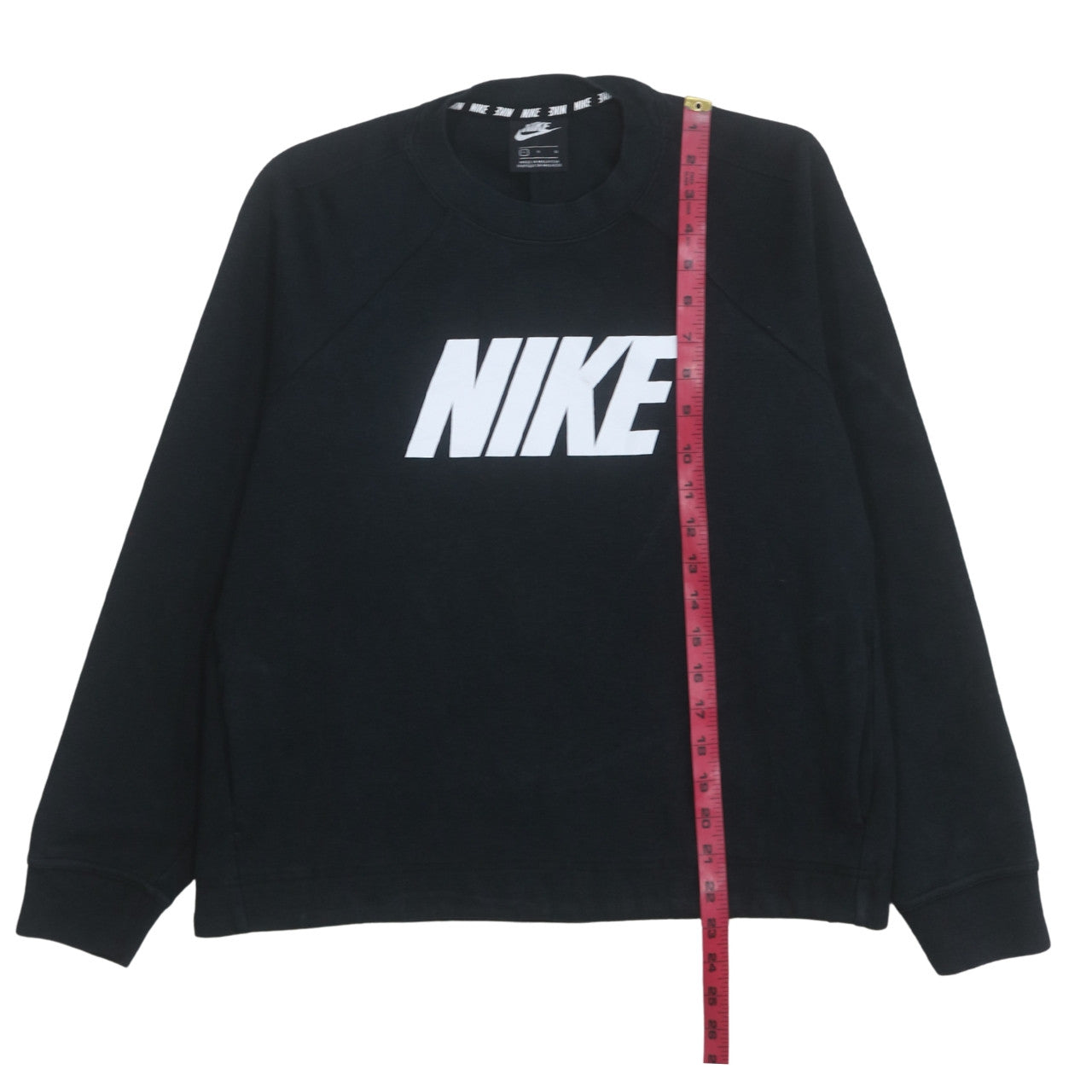 Nike Women Black Logo Crew Neck Pullover Sweatshirt Size L