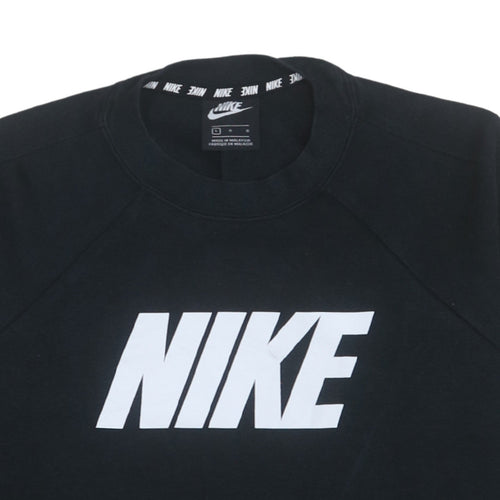 Nike Women Black Logo Crew Neck Pullover Sweatshirt Size L