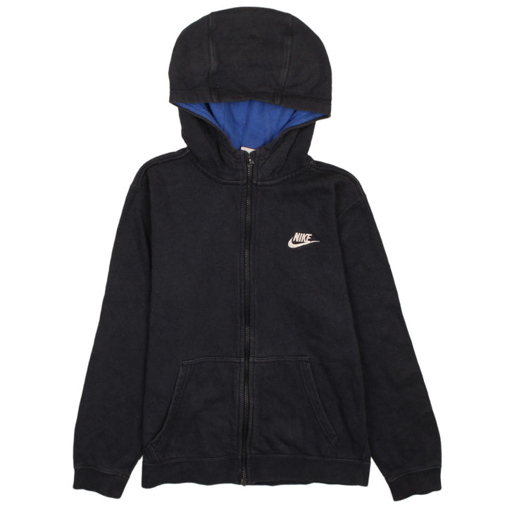 Nike Boys Black Full Zip Fleece Hoodie Size L with Logo Front