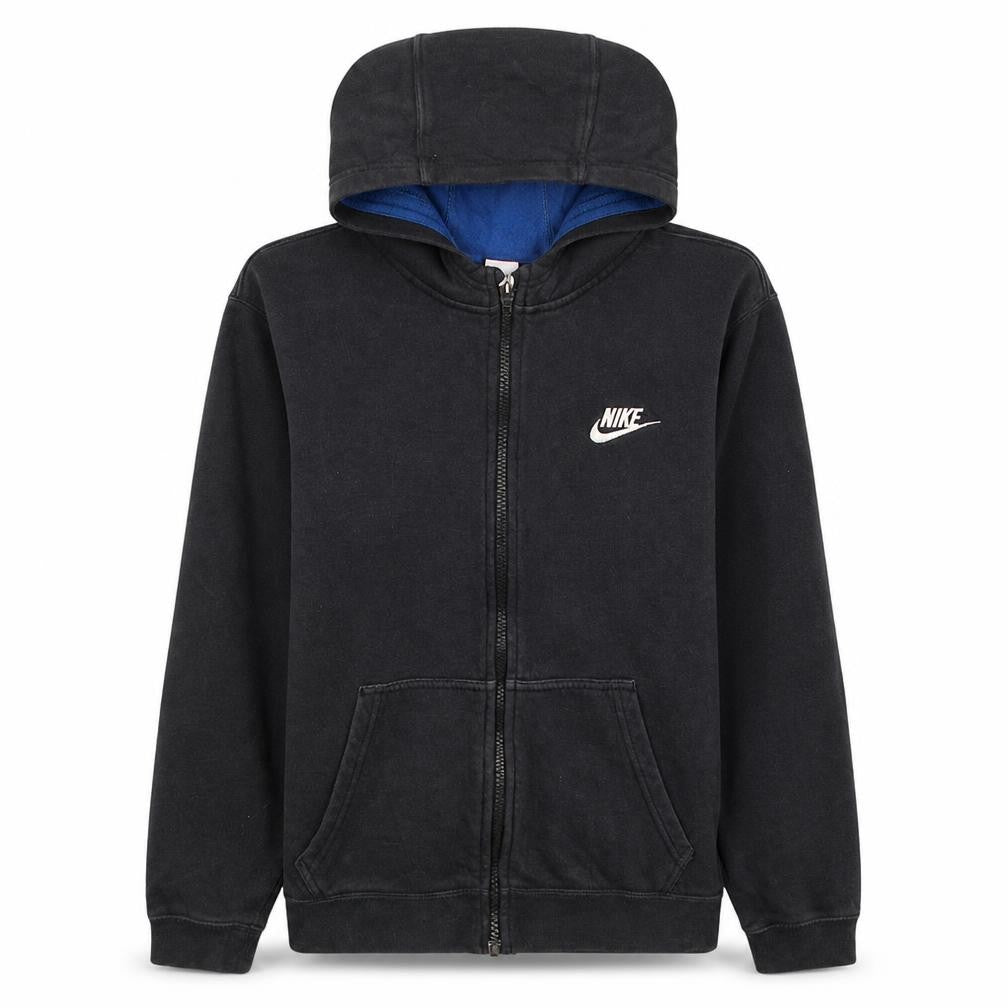 Nike Boys Black Full Zip Fleece Hoodie Size L with Logo Front