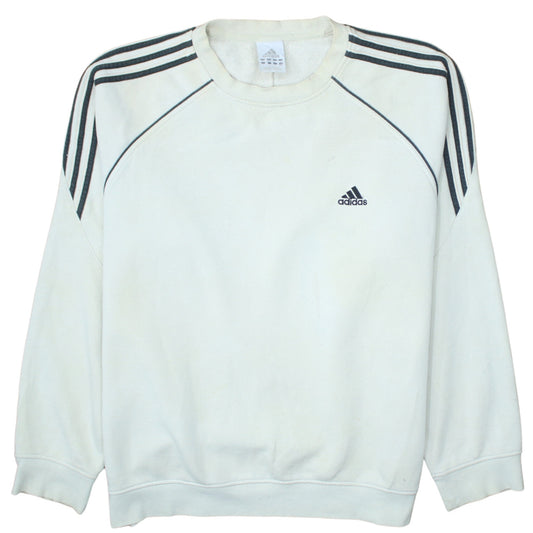 Adidas Men's White Crew Neck Logo Pullover Sweatshirt Size L