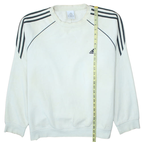 Adidas Men's White Crew Neck Logo Pullover Sweatshirt Size L