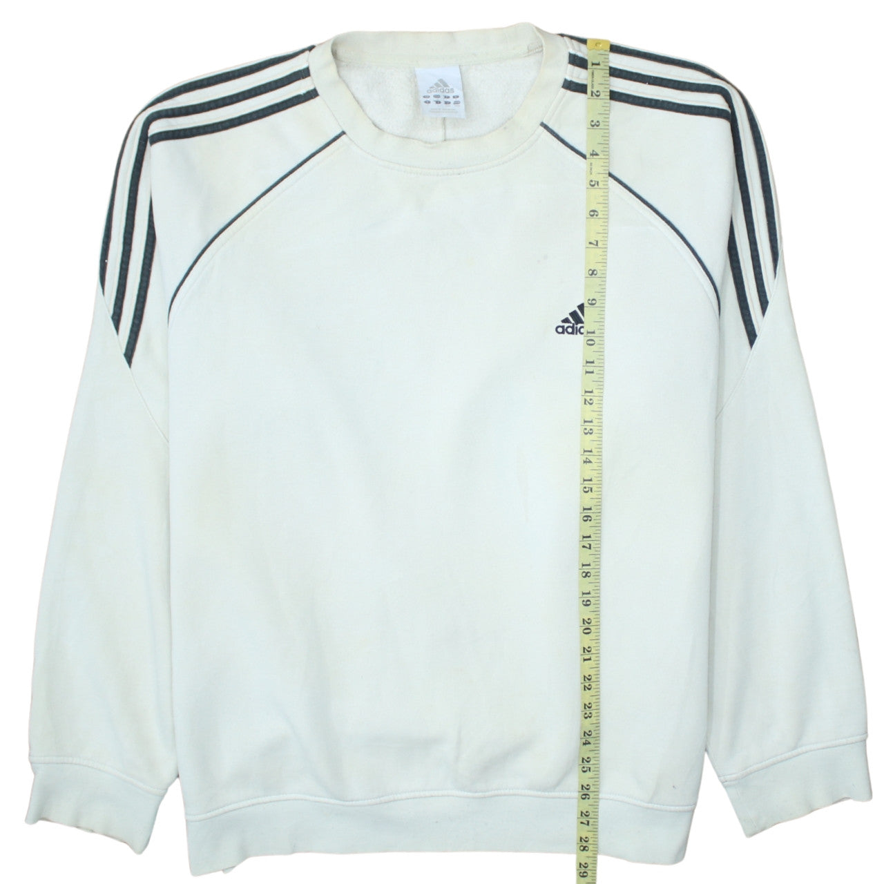 Adidas Men's White Crew Neck Logo Pullover Sweatshirt Size L