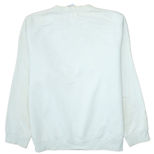 Adidas Men's White Crew Neck Logo Pullover Sweatshirt Size L