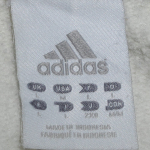 Adidas Men's White Crew Neck Logo Pullover Sweatshirt Size L