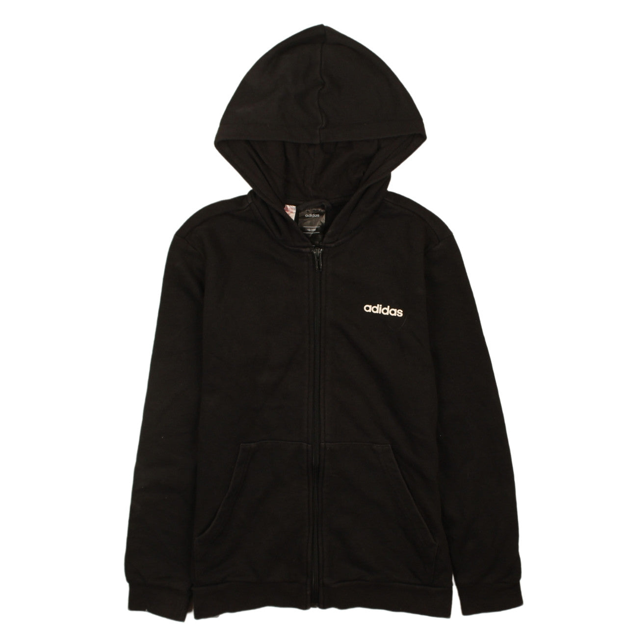 Adidas Boys Black Full Zip Hoodie 12-13 Years Hooded Sweatshirt