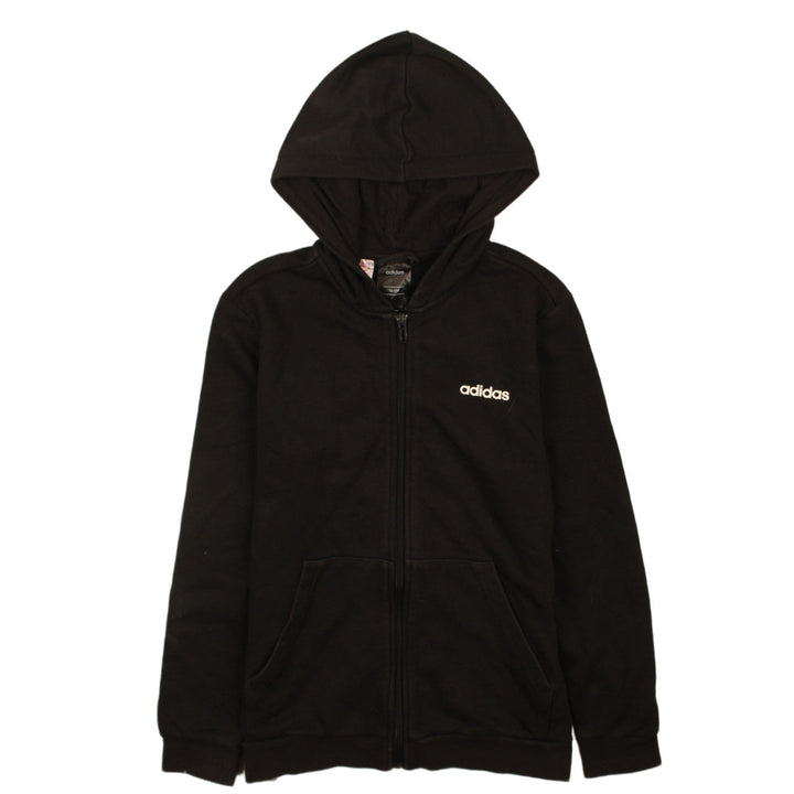 Adidas Boys Black Full Zip Hoodie 12-13 Years Hooded Sweatshirt