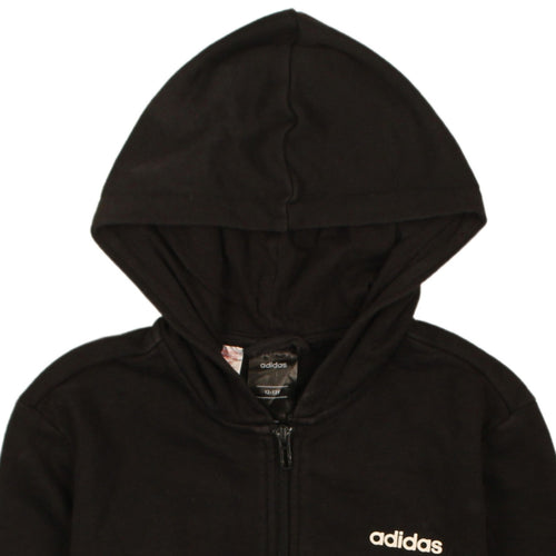 Adidas Boys Black Full Zip Hoodie 12-13 Years Hooded Sweatshirt