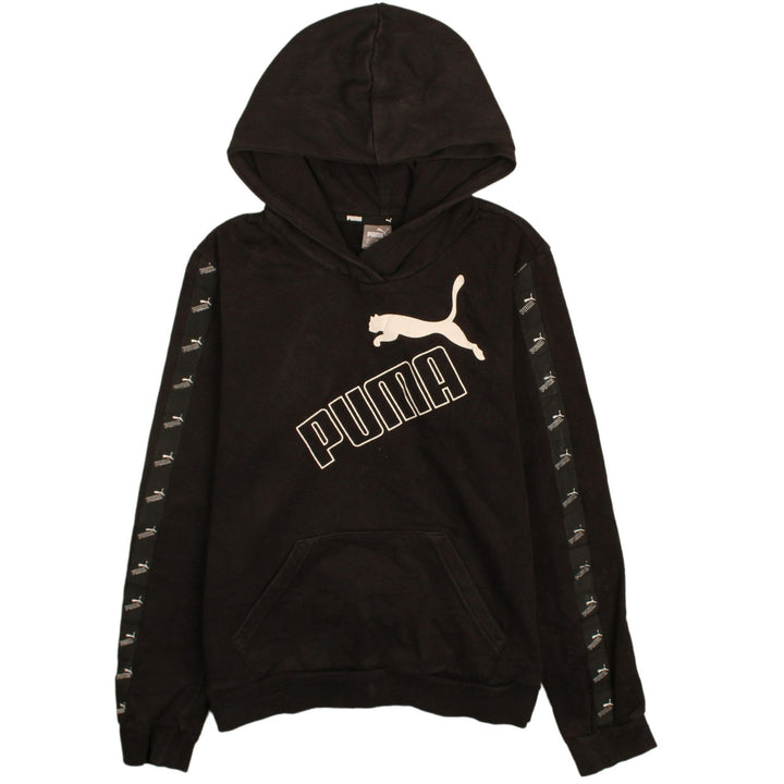 Puma Men's Black XS Pullover Hoodie with Logo Tape Sleeves