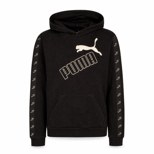 Puma Men's Black XS Pullover Hoodie with Logo Tape Sleeves