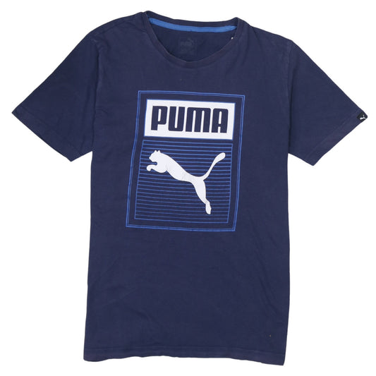 Puma Men's Blue Graphic Print Crew Neck Cotton T-Shirt Size M