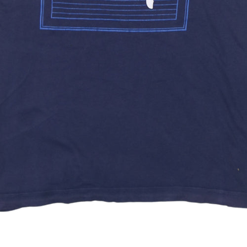 Puma Men's Blue Graphic Print Crew Neck Cotton T-Shirt Size M
