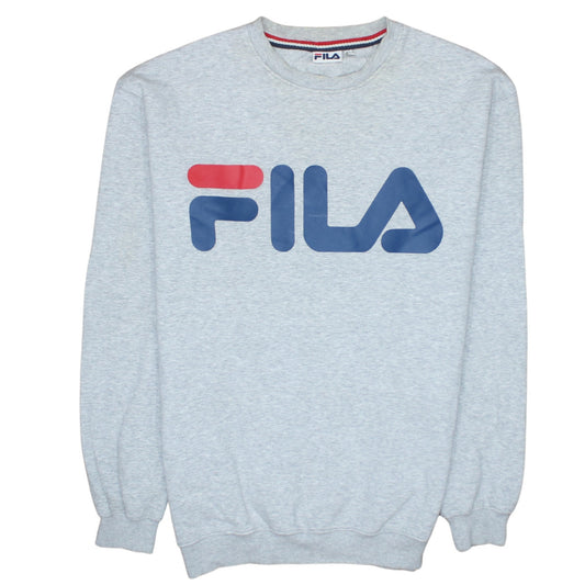 Fila Men's Grey Pullover Sweatshirt M Crew Neck Logo Sportswear