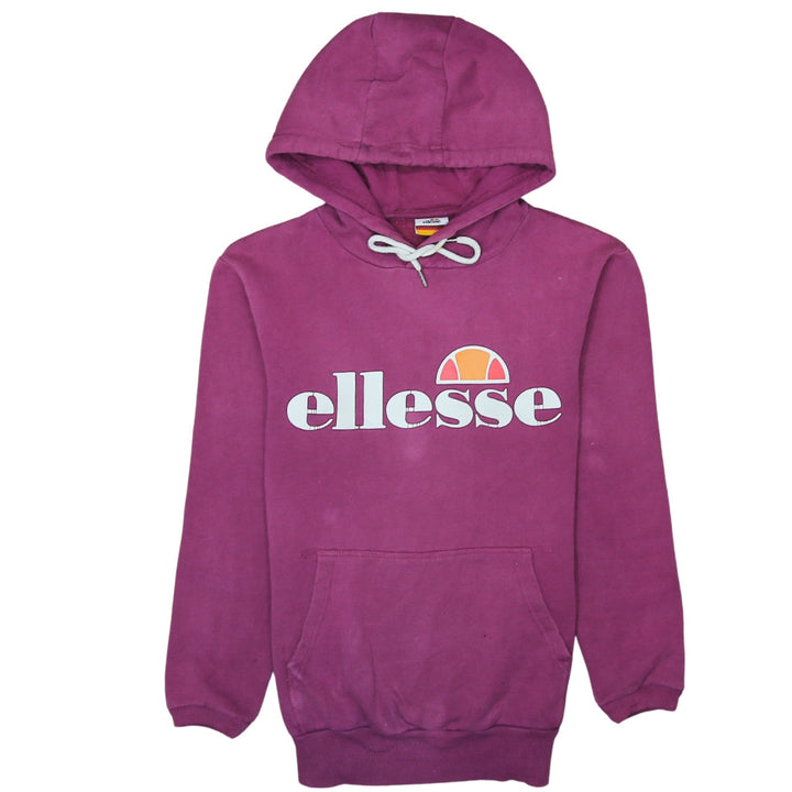 Ellesse Women's Purple Hooded Pullover Hoodie UK 6 Logo Print Casual