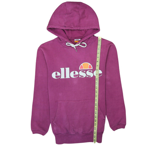 Ellesse Women's Purple Hooded Pullover Hoodie UK 6 Logo Print Casual