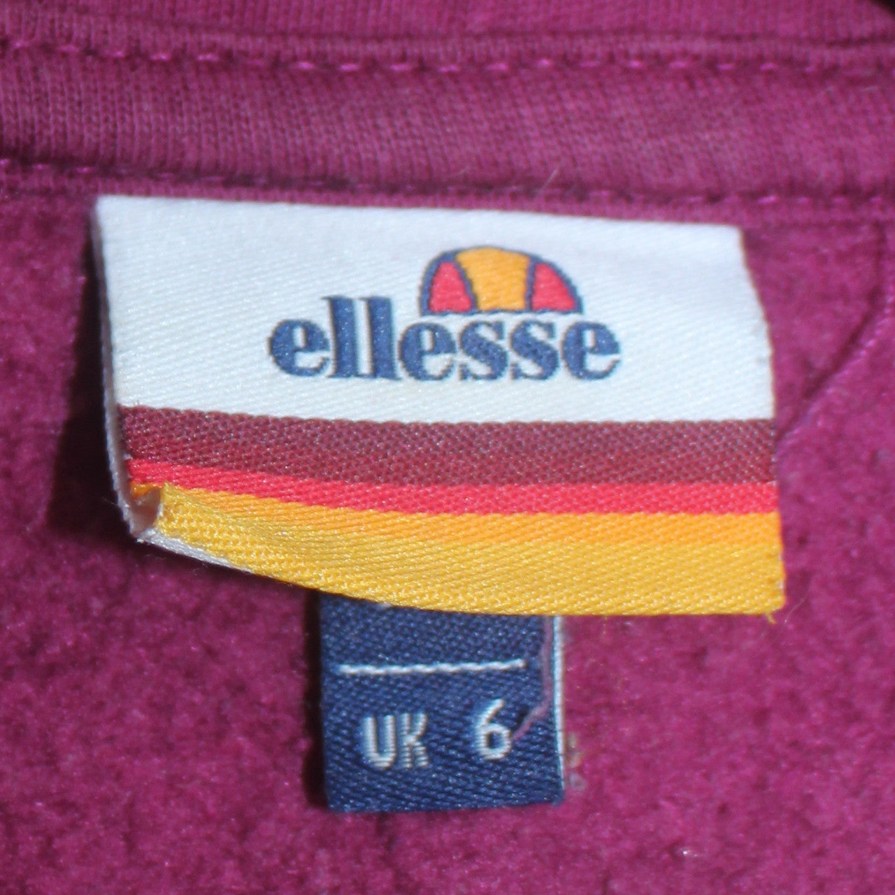Ellesse Women's Purple Hooded Pullover Hoodie UK 6 Logo Print Casual