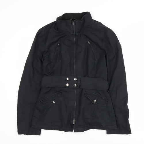 Dalia Collection Women's Black Belted Cotton Jacket Size 8
