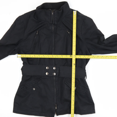 Dalia Collection Women's Black Belted Cotton Jacket Size 8