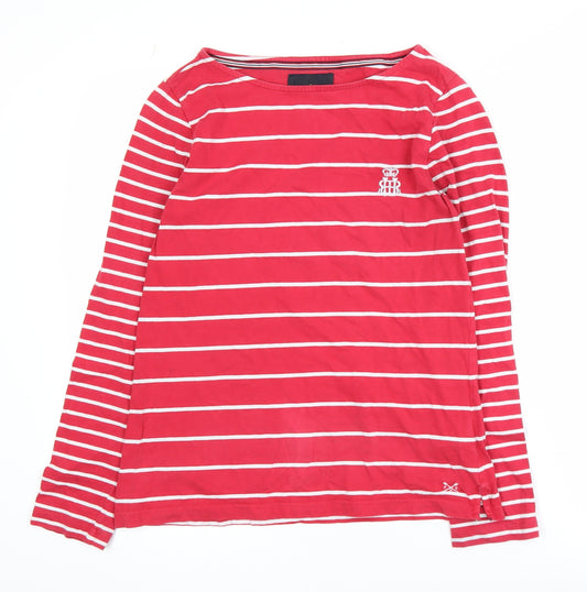Crew Clothing Company Women Red Striped Cotton Long Sleeve T-Shirt Size 10